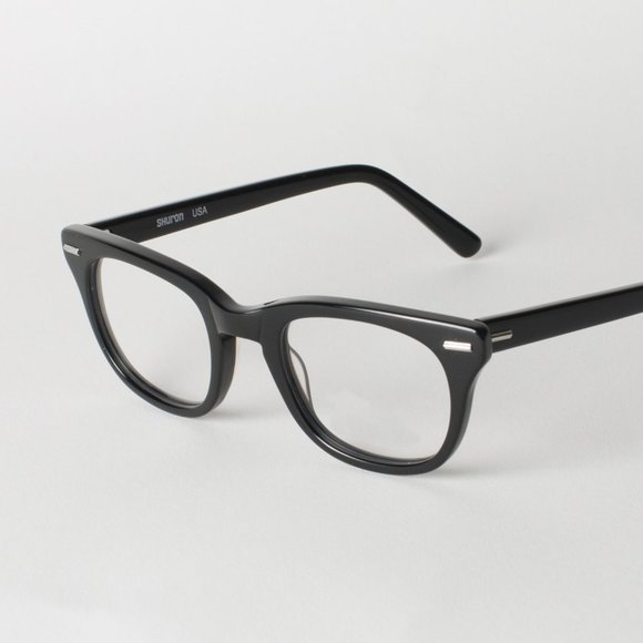 Shuron FREEWAY eyeglasses, classic buddy holly style black frames, 54 - 22, NEW - Picture 7 of 7